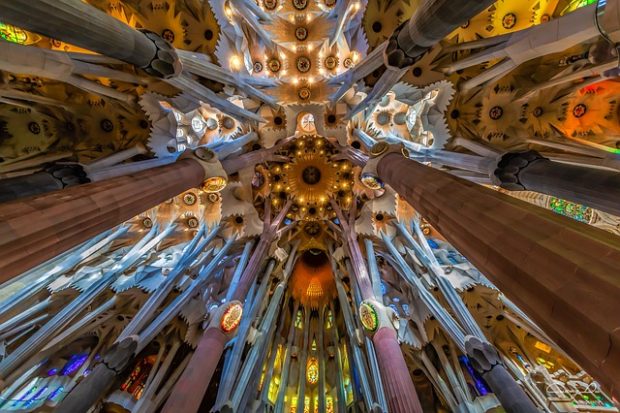Inside of Sagrada Familia, in Barcelona
