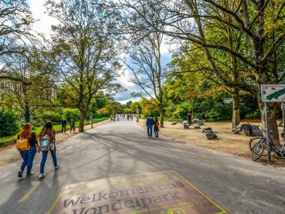 People walking through Vondelpark