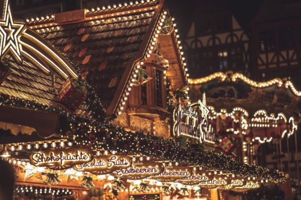 A christmas market store in Germany