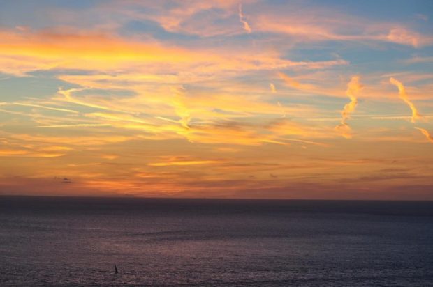 Sunset in Ibiza on the sea