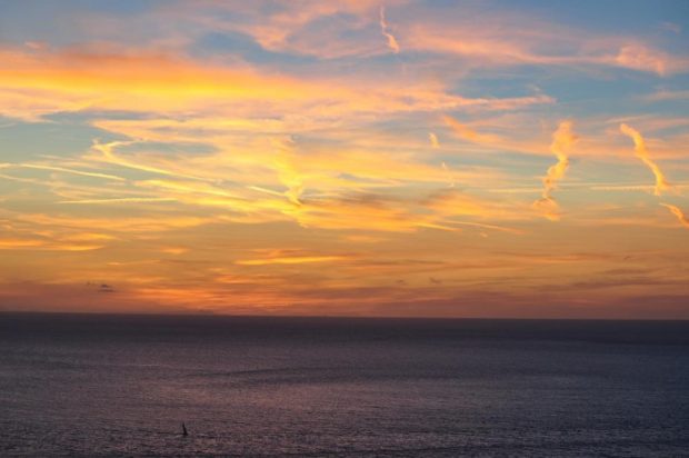 Sunset in Ibiza on the sea