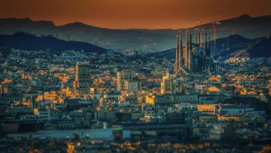 Landscape in city of Barcelona