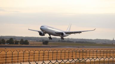 A plane taking off from Brussels Airport