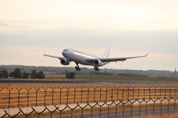 A plane taking off from Brussels Airport