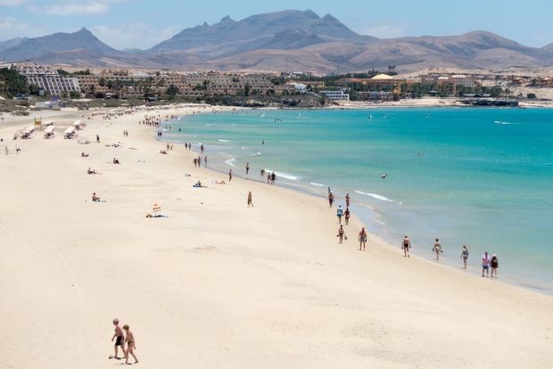 People at one beach in Fuerteventura in Tenerife