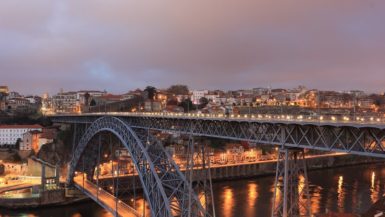 Neighborhood in Porto at night