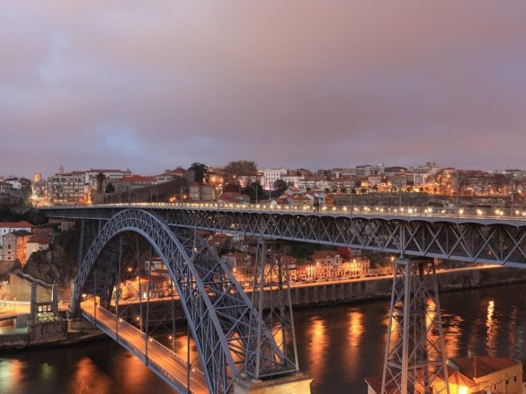 Neighborhood in Porto at night