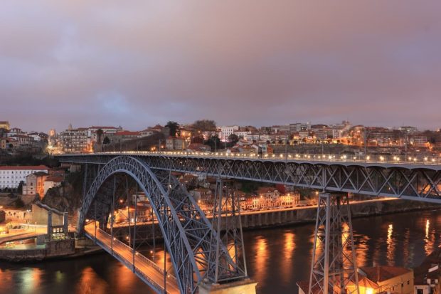 Neighborhood in Porto at night