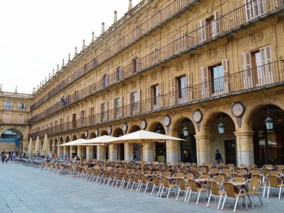Main square full of restaurants in Salamanca