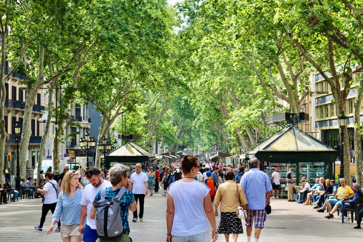 People walking in Ramblas Street