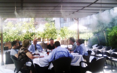 Sistema de climatización evaporativa en la terraza del Catalonia Ramblas