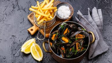 Mejillones con patatas fritas