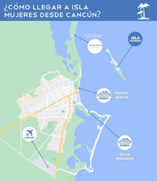 Mapa ferry de cancun a isla mujeres