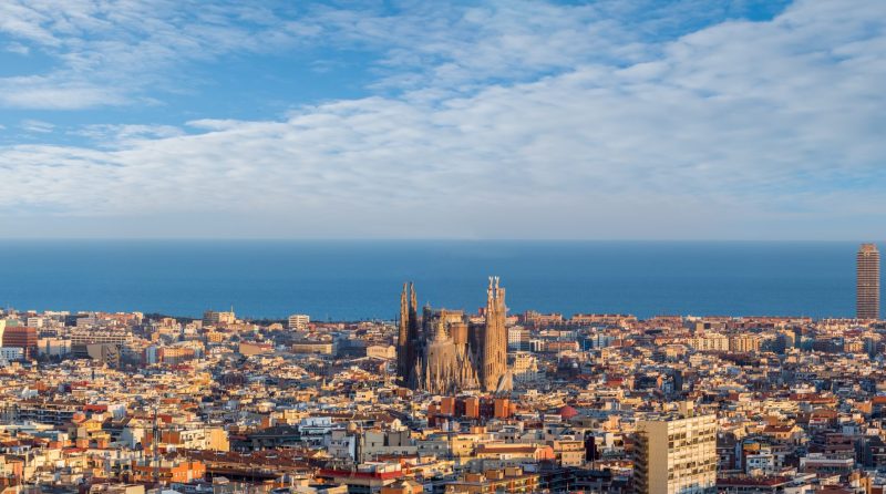 Sagrada Familia and panorama view of barcelona city,Spain