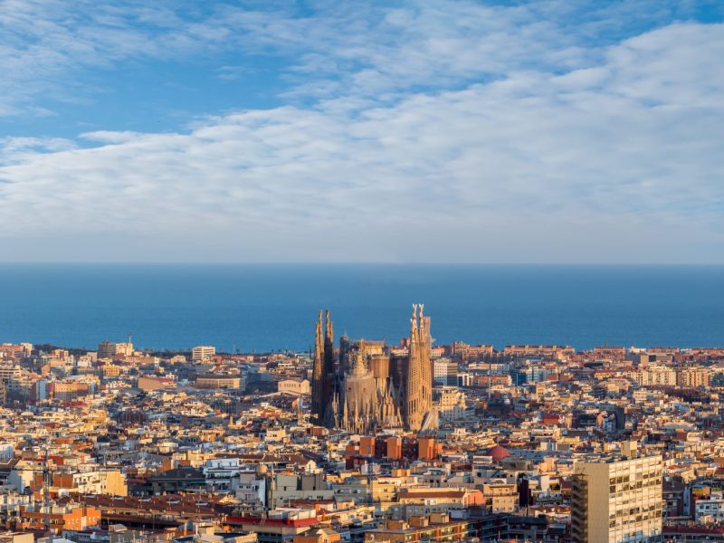 Sagrada Familia and panorama view of barcelona city,Spain