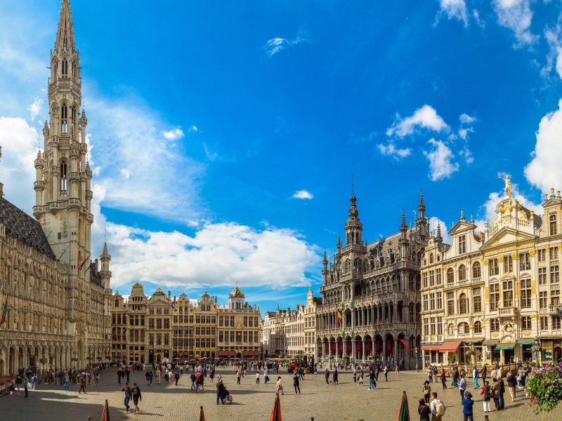 BRUSSELS, BELGIUM - JUNE 16, 2016: Panorama of The Grand Place in Brussels in a beautiful summer day, Belgium on June 16, 2016