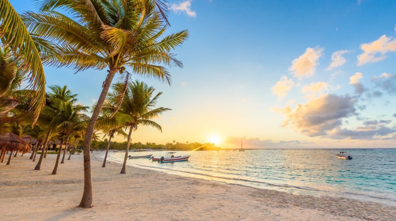 Akumal bay - Caribbean white beach in Riviera Maya, coast of Yucatan and Quintana Roo, Mexico