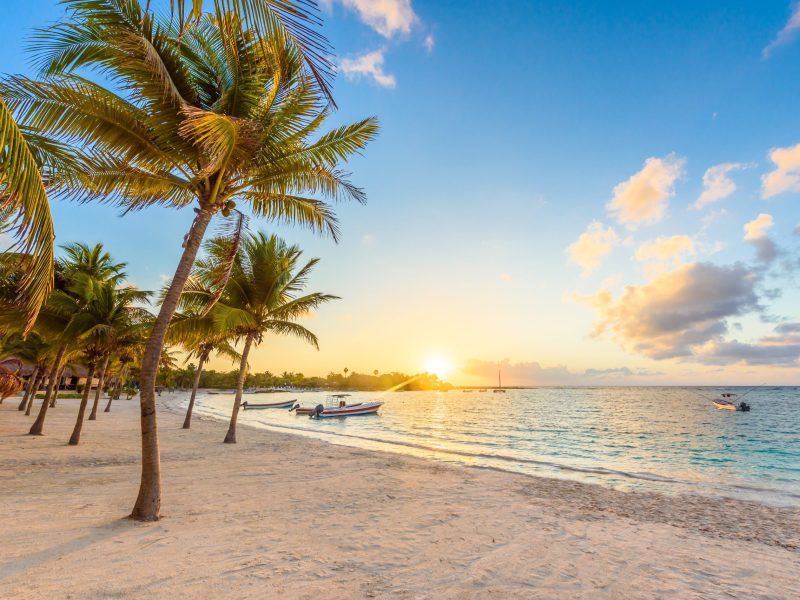 Akumal bay - Caribbean white beach in Riviera Maya, coast of Yucatan and Quintana Roo, Mexico